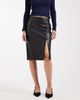 ONLY ONLY faux leather midi skirt with slit in black - 2