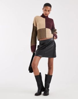 ONLY Only faux leather mini skirt in black
