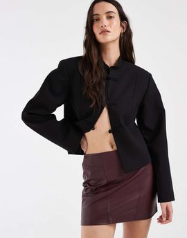 ONLY ONLY faux leather mini skirt in burgundy-Red