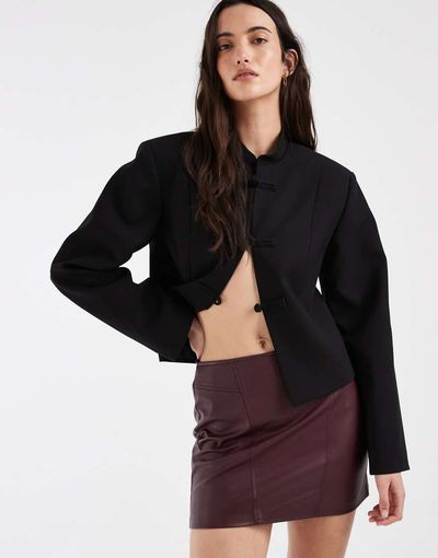 ONLY ONLY faux leather mini skirt in burgundy-Red