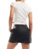 ONLY ONLY faux leather mini skirt with buckle detail in black - 2