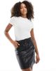 ONLY Only faux leather paperbag waist mini skirt in black - 1