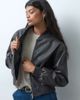 ONLY ONLY faux leather washed bomber jacket in chocolate brown - 4
