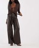ONLY Only faux leather wide leg pants in brown - 1