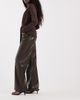 ONLY Only faux leather wide leg pants in brown - 2