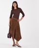 ONLY ONLY faux suede asymmetric midi skirt in brown - 1