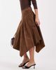 ONLY ONLY faux suede asymmetric midi skirt in brown - 2