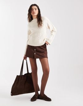 ONLY ONLY faux suede mini skirt in chocolate brown