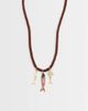 ONLY ONLY fish charms cord necklace in brown - 1