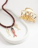 ONLY ONLY fish charms cord necklace in brown - 2