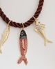 ONLY ONLY fish charms cord necklace in brown - 3