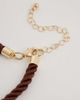 ONLY ONLY fish charms cord necklace in brown - 4