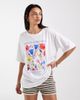 ONLY ONLY floral graphic print oversized T-shirt in white - 1