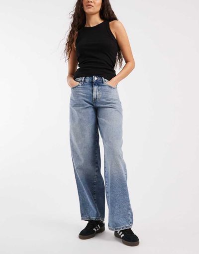 ONLY ONLY Georgia mid waist baggy jeans in mid blue