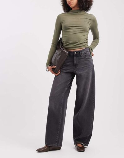 ONLY ONLY Giorgia mid waist baggy jeans in washed black