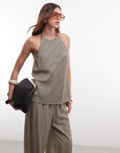 ONLY ONLY halterneck top in black stripes - part of a set