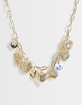 ONLY ONLY heart charms necklace in gold