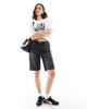 ONLY ONLY high rise denim jorts in washed black - 1