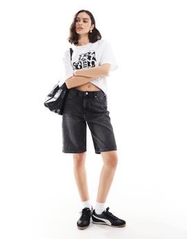 ONLY ONLY high rise denim jorts in washed black