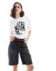 ONLY ONLY high rise denim jorts in washed black - 2