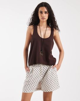 ONLY ONLY high rise tailored shorts in white polka dot print