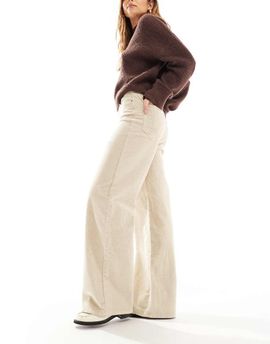 ONLY ONLY Hope high waist wide leg corduroy pants in brown-Neutral