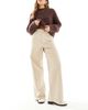 ONLY ONLY Hope high waist wide leg corduroy pants in brown-Neutral - 4