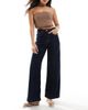 ONLY ONLY Hope high waist wide leg jeans with front seam detail in dark blue - 1