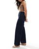 ONLY ONLY Hope high waist wide leg jeans with front seam detail in dark blue - 2