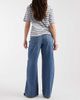 ONLY ONLY Hope mid rise wide leg jeans with button detail in mid blue - 3