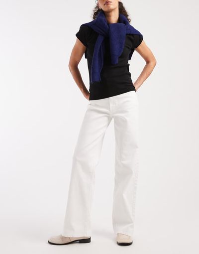 ONLY ONLY Juicy high waist wide leg jeans in white