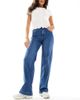 ONLY ONLY Juicy high waist wide leg jeans with pintuck details in dark blue denim - 1