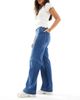 ONLY ONLY Juicy high waist wide leg jeans with pintuck details in dark blue denim - 3