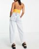ONLY Only Juliet low rise asymmetric button ripped boyfriend jeans in light blue-Black - 2