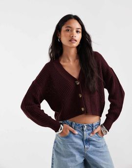 ONLY ONLY knit cardigan in burgundy-Red