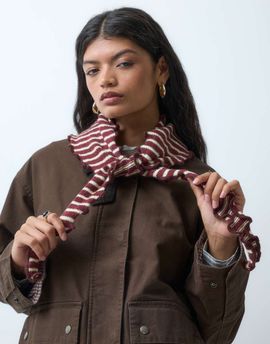 ONLY ONLY knitted scarf in brown & yellow stripe