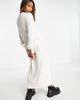 ONLY Only knitted v neck maxi dress in cream-White - 4
