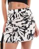 ONLY ONLY knot front mini skirt in pink floral abstract - 1
