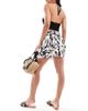 ONLY ONLY knot front mini skirt in pink floral abstract - 3