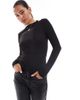 ONLY Only lettuce edge high neck ribbed top in black - 1