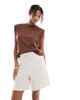 ONLY ONLY linen blend pull on shorts in beige - part of a set-Neutral - 1
