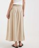 ONLY ONLY linen blend ruched waist midaxi skirt in stone-Neutral - 4