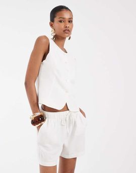 ONLY ONLY linen blend tailored shorts in white - part of a set