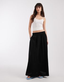 ONLY ONLY linen look midaxi skirt in black