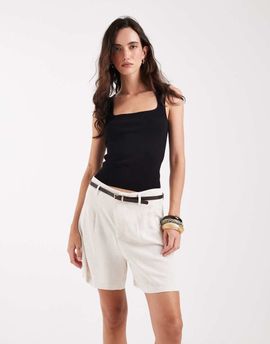 ONLY ONLY linen mix tailored shorts in beige-Neutral