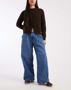 ONLY ONLY Livy wide leg jeans in mid blue denim