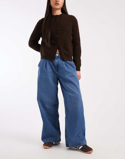 ONLY ONLY Livy wide leg jeans in mid blue denim