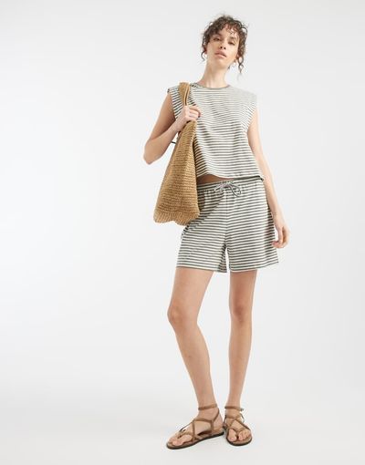 ONLY ONLY loose fit shorts in dark green stripes - part of a set