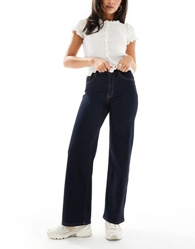 ONLY ONLY Madison high rise wide leg jeans in dark blue