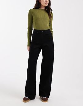ONLY ONLY Madison high waist wide leg jeans in black
